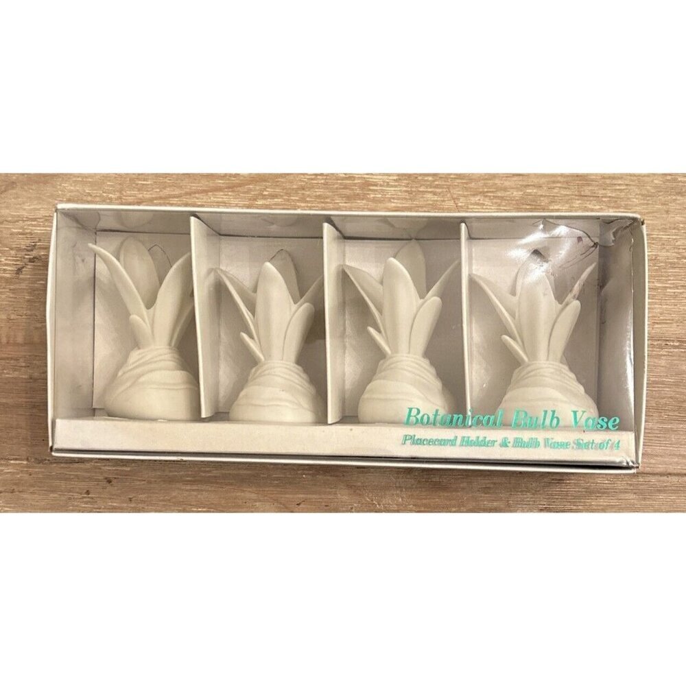 Botanical Bulb Vase Placecard Holders Set of 4 by Department 56 Vintage Taiwan